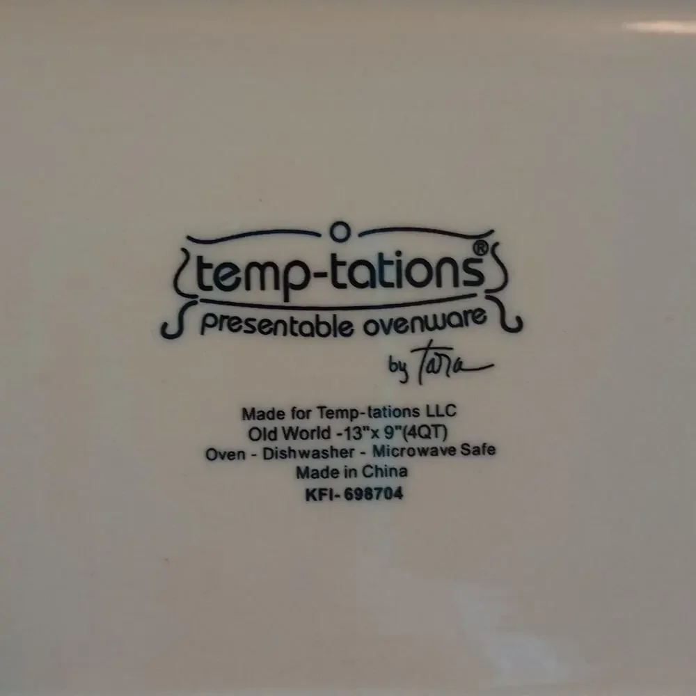 Temptations by Tara Old World Confetti, 4 Qt Casserole Baking Dish Pan 9x13 3pc